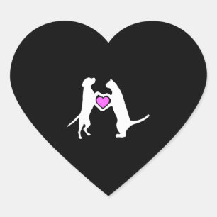 Dog Cat Love Herz-Aufkleber