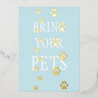 Dog & Cat Paw druckt Pet Friendly Custom Blue Folieneinladung