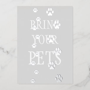 Dog & Cat Paw druckt Pet Friendly Custom Silver Folieneinladung