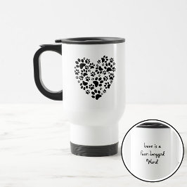 Dog Cat Paw Prints Heart Valentine's Day Love Reisebecher