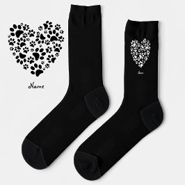 Dog Cat Paw Prints Heart Valentine's Day Love Socken