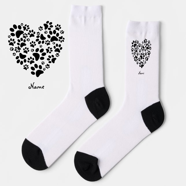 Dog Cat Paw Prints Heart Valentine's Day Love Socken (Von Creator hochgeladen)