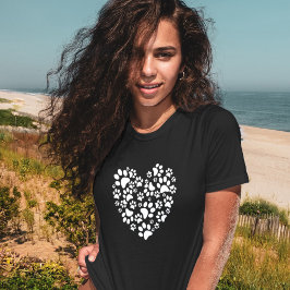 Dog Cat Paw Prints Heart Valentine's Day Love T-Shirt