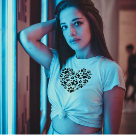 Dog Cat Paw Prints Heart Valentine's Day Love T-Shirt