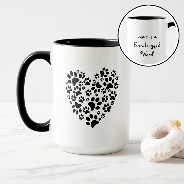Dog Cat Paw Prints Heart Valentine's Day Love Tasse (Von Creator hochgeladen)