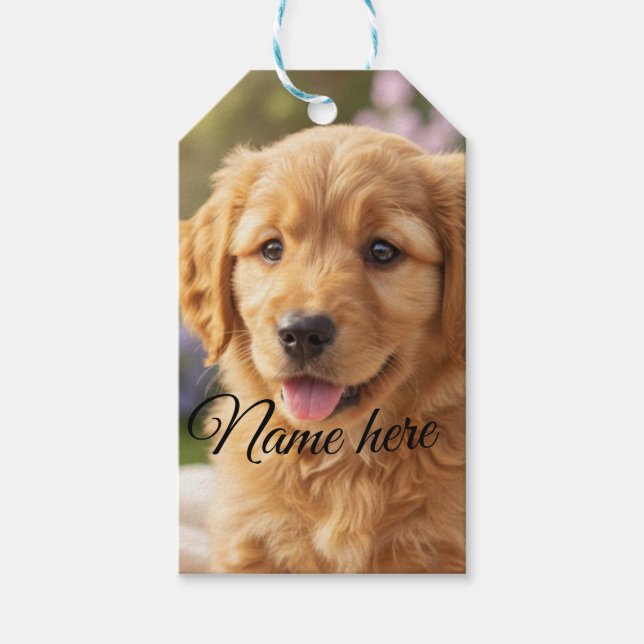 Dog cat pet name photo template simple minimal  geschenkanhänger (Vorderseite)