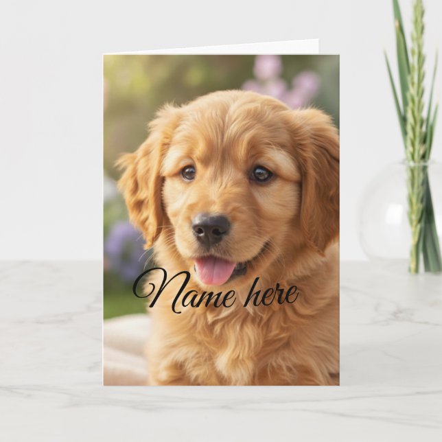 Dog cat pet name photo template simple minimal  karte (Vorderseite)