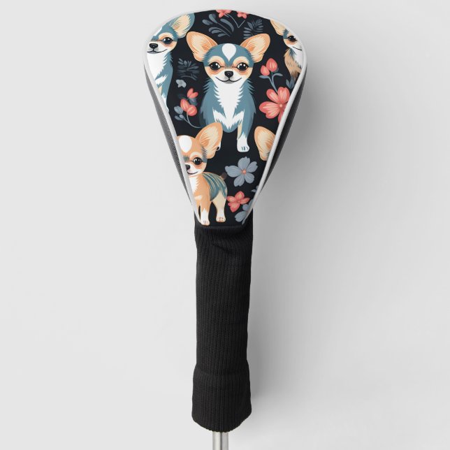 Dog Chihuahua Floral Golf Headcover (Vorderseite)