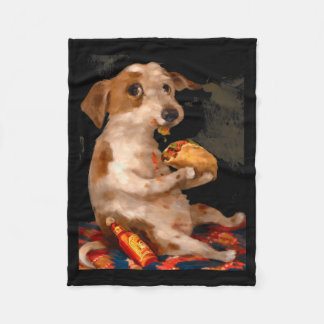 Dog Chill With Taco Vintage Funny Dog Taco Whimsic Fleecedecke