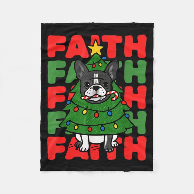 Dog Christmas Faith French Bulldog Puppy Family Gr Fleecedecke (Vorderseite)