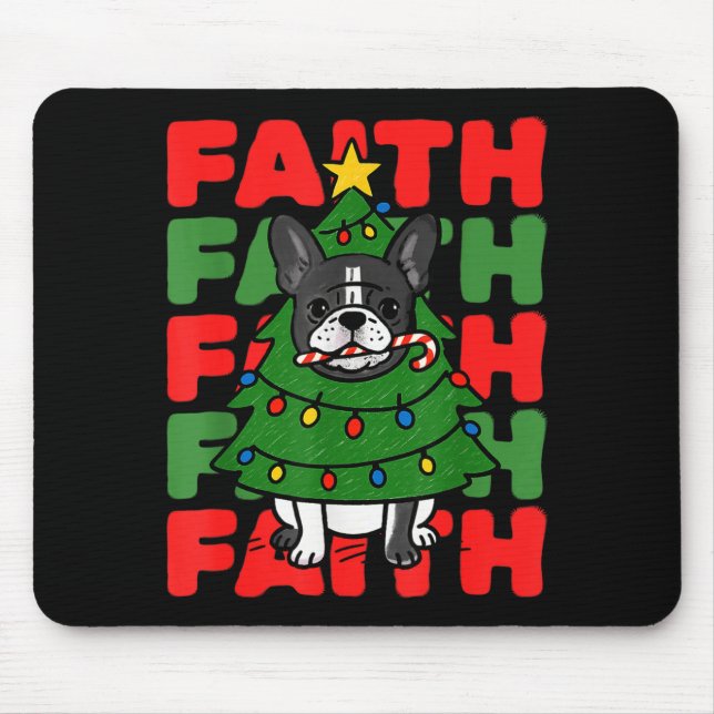 Dog Christmas Faith French Bulldog Puppy Family Gr Mousepad (Vorne)