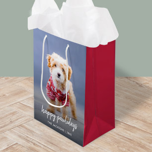 Dog Christmas Modern Cute Puppy Happy Pawlidays Mittlere Geschenktüte