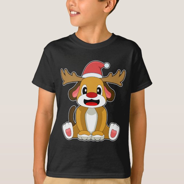 Dog Christmas Reindeer T-Shirt (Vorderseite)