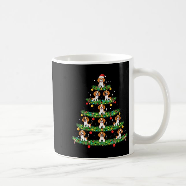 Dog Christmas Tree, Beagle Puppy Holiday Design Fo Kaffeetasse (Rechts)