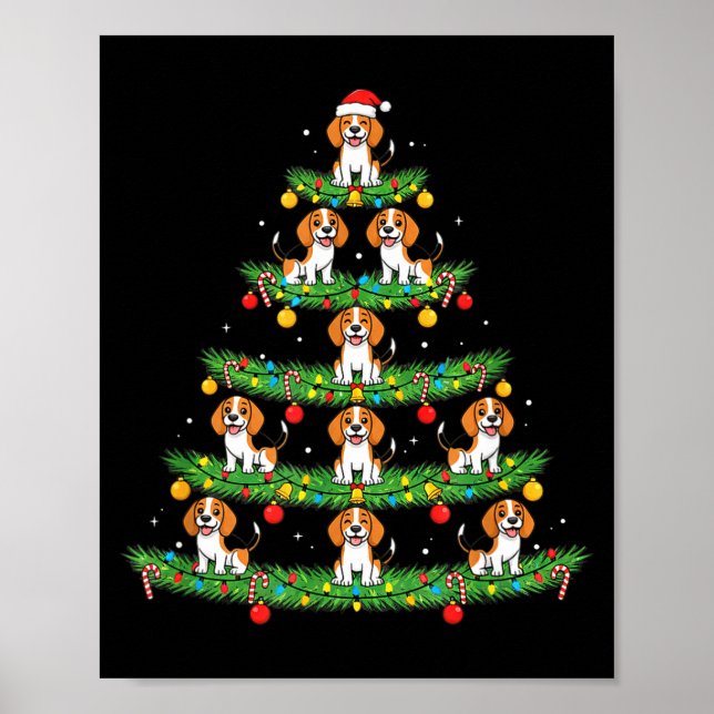 Dog Christmas Tree, Beagle Puppy Holiday Design Fo Poster (Vorne)