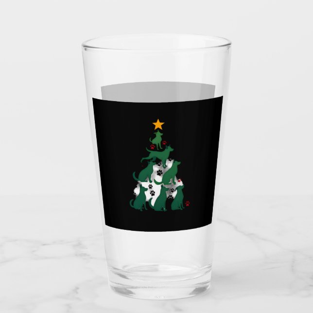 Dog Christmas Tree Shirt - Dog Christmas (2) Glas (Vorderseite)