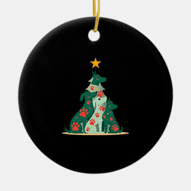 Dog Christmas Tree Shirt - Dog Christmas (3) Keramik Ornament (Vorne)