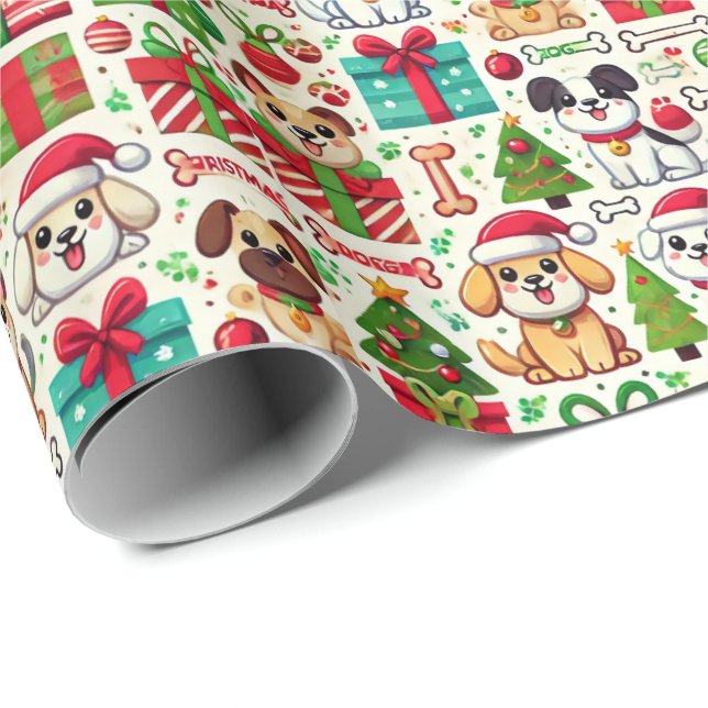Dog Christmas Wrapping Paper Geschenkpapier (Rolleneckpunkt)
