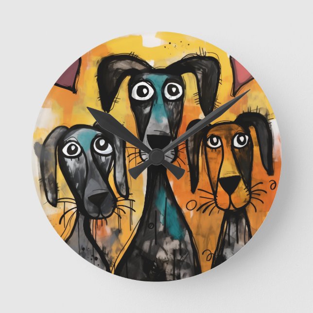 Dog Clock Runde Wanduhr (Vorderseite)
