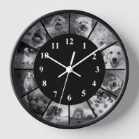 Dog Clock Schwarz-Weiß-Süße Tier Fotografie