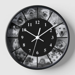 Dog Clock Schwarz-Weiß-Süße Tier Fotografie Uhr