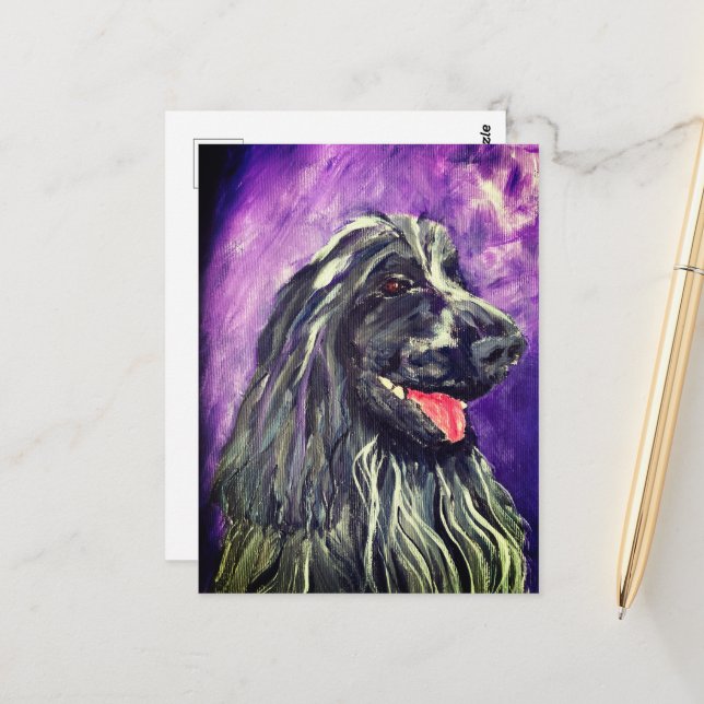 Dog Cocker Spanel Blue Roan bemalt Postkarte (Vorderseite/Rückseite Beispiel)
