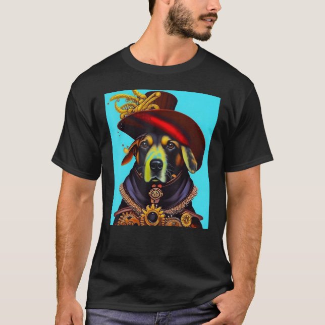 Dog Cogwheels Steampunk AI Dog Revolution Puppy T-Shirt (Vorderseite)