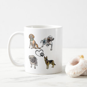 Dog Collage Kaffee Tasse - Paw & Heart Design!