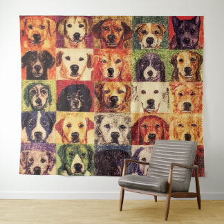 Dog Collage Tapestry Wandteppich