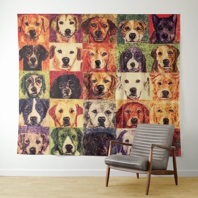 Dog Collage Tapestry Wandteppich (Beispiel (Horizontal))