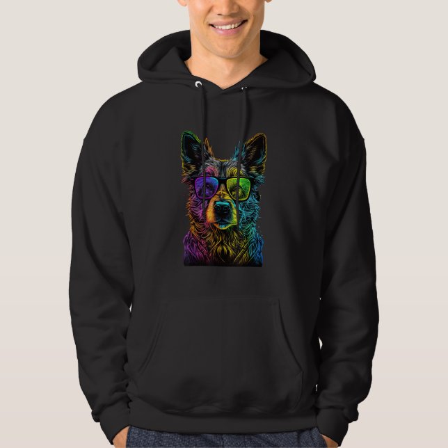 Dog Colorful Cool Puppy Doghead Dog 3 Hoodie (Vorderseite)