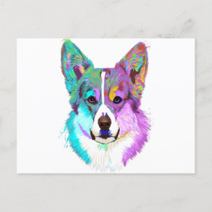 Dog Colorful Welsh Corgi T - Shirt Postkarte