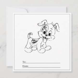 Dog Coloring Page Kid Boy Card Happy Valentine's