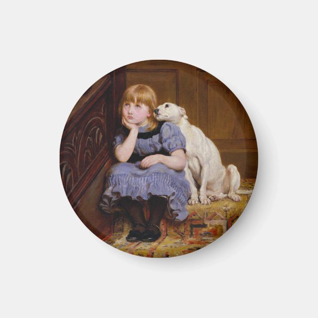 Dog Comforting Girl - "Beileid" von Riviere Briton Magnet (Vorne)