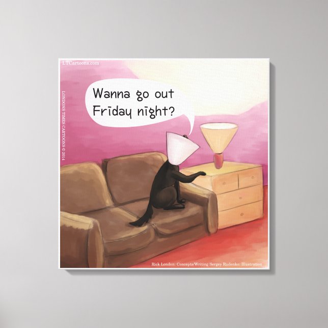 Dog Cone Verabreden Funny Cartoon Canvas Print Leinwanddruck (Vorderseite)