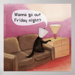 Dog Cone Verabreden Funny Cartoon Poster