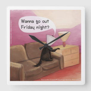 Dog Cone Verabredete Funny Cartoon Wall Clock Quadratische Wanduhr