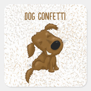 Dog Confetti Shedding Dog Quadratischer Aufkleber