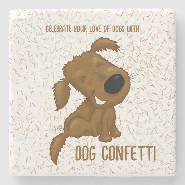 Dog Confetti Shedding Dog Steinuntersetzer (Vorderseite)