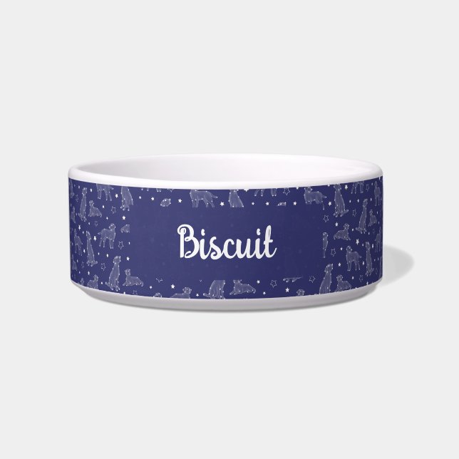 Dog Constellation Blue And White Pattern Monogram Napf (Vorderseite)