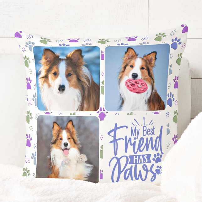 Dog Custom 3 Foto Best Friend hat Paw Print Kissen (Von Creator hochgeladen)