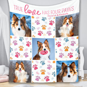Dog Custom 5 Pet Foto Chic Pink Paw Print Quilt Fleecedecke