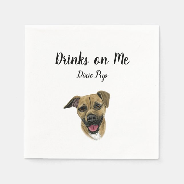 Dog Custom Cocktail Napkin Serviette (Vorderseite)