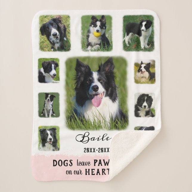 Dog Custom Foto Collage ausgeblendete Grenzen weiß Sherpadecke (Vorderseite)