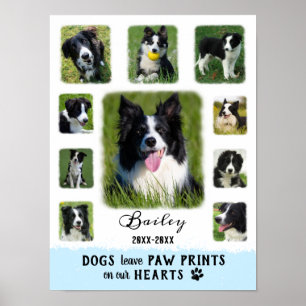 Dog Custom Foto Collage verblasste Grenzen weiß bl Poster