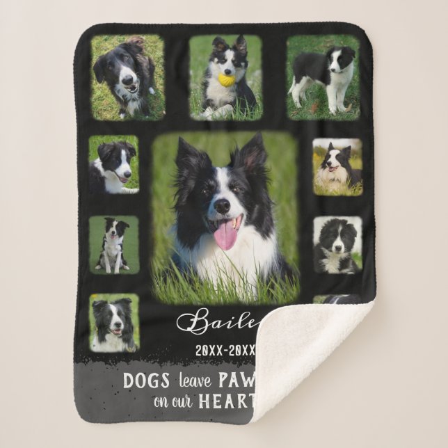 Dog Custom Foto Collage verblichene Grenzen Schwar Sherpadecke (Vorderseite)