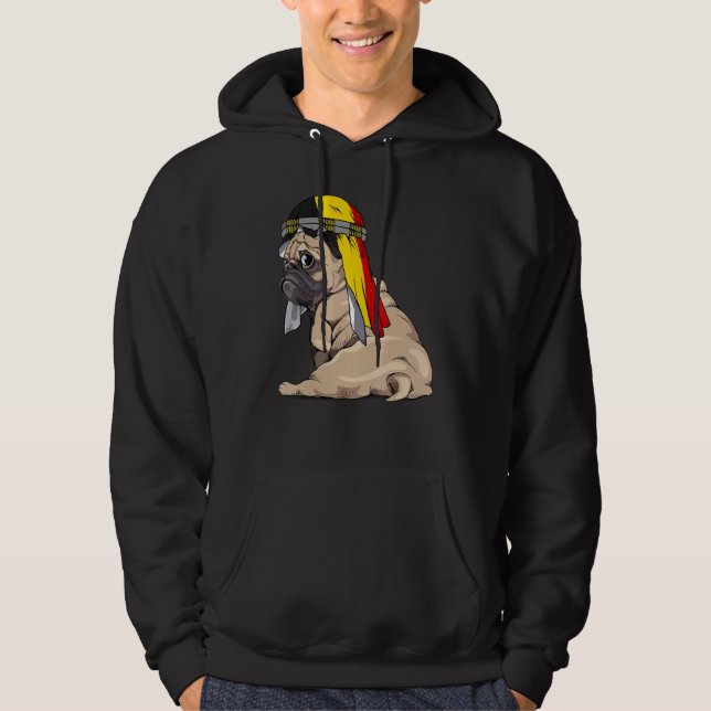 Dog   Cute Pug Retro Belgium Flag Pride Hoodie (Vorderseite)