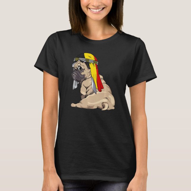Dog  Cute Pug Retro Belgium Flag Pride T-Shirt (Vorderseite)