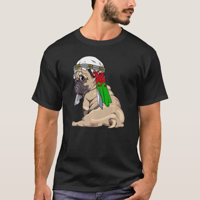 Dog  Cute Pug Retro Wales Flag Pride T-Shirt (Vorderseite)
