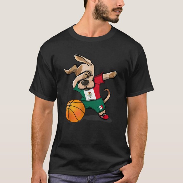 Dog Dabbing Basketball Mexico Jersey Mexican Bball T-Shirt (Vorderseite)